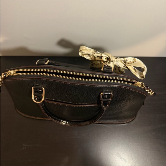 Coach Black Satchel with Cream Scarf Accent - Picture 6 of 9